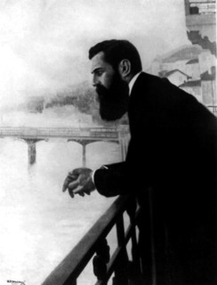 Herzl on a bridge in Basle during the 5th Zionist congress