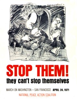 Affiche contre la politique d'armement de Nixon, Kissinger et John Erlichman