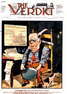 Satirical cartoon in 'The Verdict'. President McKinley and the war cost in the Philippines (1900)