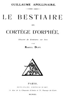 Ouvrage de Guillaume Apollinaire, "Le bestiaire ou Cortège d'Orphée", frontispice