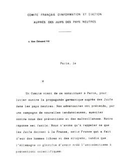 Circular with heading of the French committee for information and action for Jewish people in neutral countries