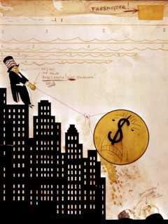German satirical cartoon against American currency
