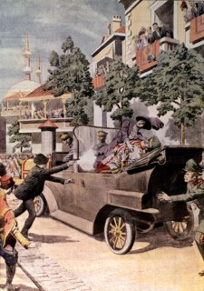 Assassination of Austrian Archduke Franz Ferdinand, in Sarajevo, by a Serbian student