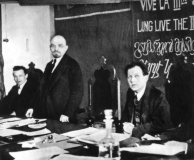 March 1919, Moscow. Lenin at the 1st Congress of the 3rd Communist International
