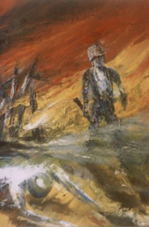 Peinture de Robert B. Rieg. "Après une attaque Vietcong"