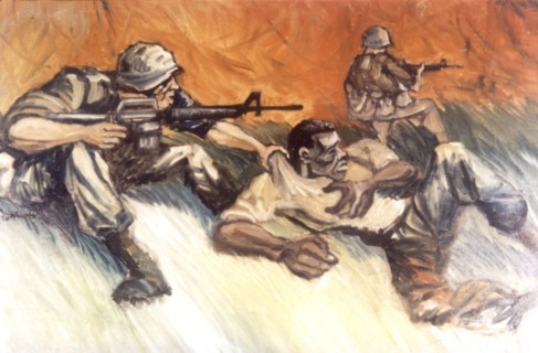 Peinture d'Augustine Acuna. "The rescue" (les rescapés)