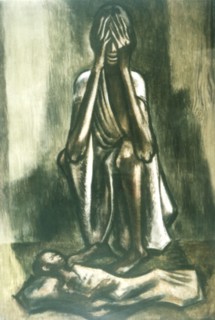Peinture de Millart Sheets. Famine en Inde