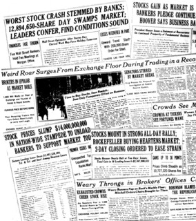 New York. Différents titres de journaux pendant la crise de Wall Street
