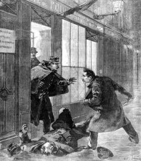 Attentat anarchiste. Deux gardiens de la paix blessés