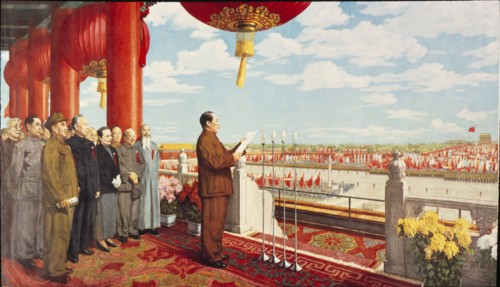 Mao Zedong announcing the creation of the People's Republic of China.