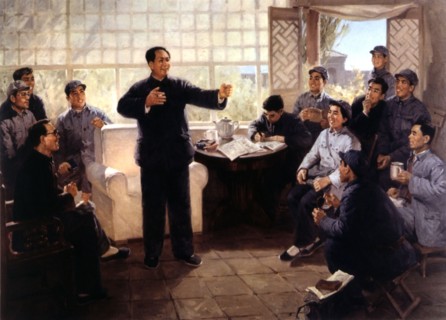 Mao Tse Tung with journalists of the 'Chansi-Souci Yuan' daily newspaper (1948)