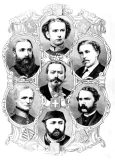 Portraits of the kings of Belgium, Saxony, Bavaria, Italy, Portugal and Denmark, and the sultan of Turkey