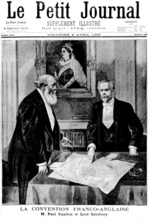 The Franco-English agreement. Paul Cambon and Lord Salisbury. In "Le Petit Journal"