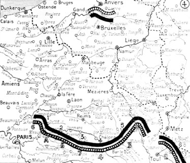 Map of the location of the armies on the 9th September 1914.