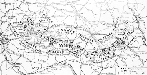 Map of the locations of the army on 8th September 1914
