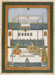 Dames dans le jardin d'un palais