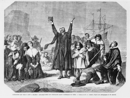 Débarquement des colons puritains en Amérique du Nord