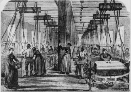 Women working in a textile mill in the Vosges region