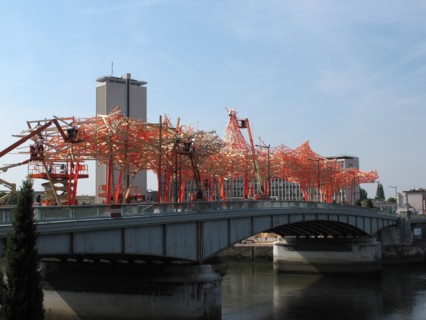 Boieldieu bridge in Rouen with the Arne Quinze installation