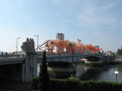 Boieldieu bridge in Rouen with the Arne Quinze installation