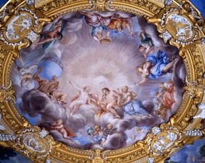 Cortone et Ferri, Cosme 1er de Medici représenté en Apollon entouré de la Gloire et de la Vertu