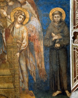 Cimabue, Madonna enthroned with Child surrounded by Saint Francis and Angels (detail)