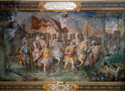 Zuccari, Départ des troupes du pape Paul III Farnese contre les Luthériens