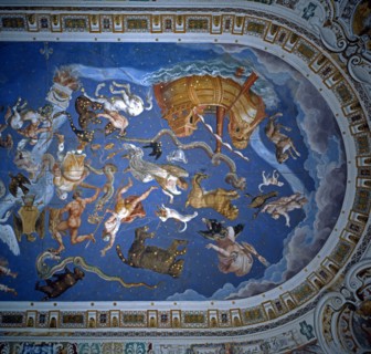 Varese, De Vecchi and Da Reggio, Ceiling mural depicting constellations and signs of the zodiac (detail)