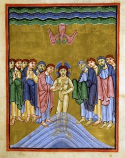 Evangéliaire de l'Ecole de Reichenau, Le Baptême du Christ dans le Jourdain
