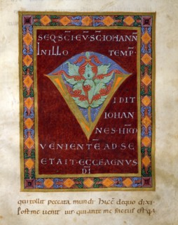 Evangéliaire de l'Ecole de Reichenau, Lettrine "V"