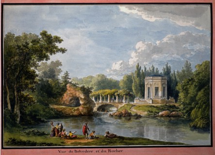 Petit Trianon à Versailles : vue du Belvédère et du rocher