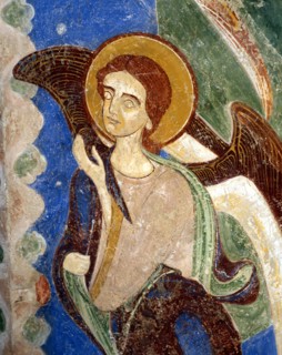 Angel on the central vault of the Marienberg crypt