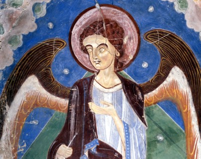 Angel on the central vault of the Marienberg crypt