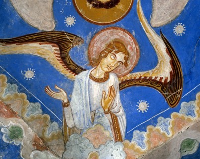 Angels on the central vault of the Marienberg crypt