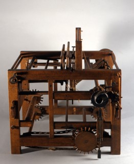Maquette d'une machine dessinée par Léonard de Vinci