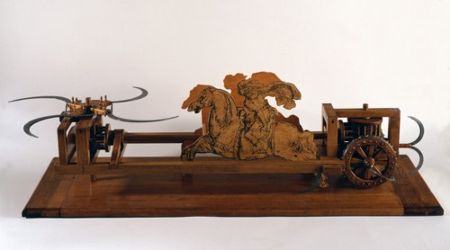 Model of a war machine designed by Leonardo Da Vinci