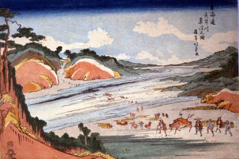 Hokuyu, Le gué du fleuve Oi, le long de la route Tokaido