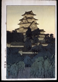 Yoshida, Vue du château de Himeji le soir