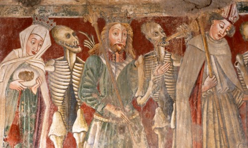 The Bishop, King and Queen accompanied by Death