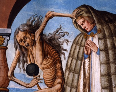 Kauw, The Dance of the Death cycle: Death with the Prior and the Old Maidservant (detail)