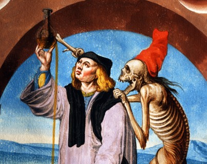 Kauw, La Danse des Morts : la Mort avec l'avocat et le médecin (détail)