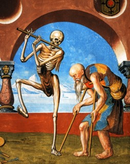 Kauw, The Dance of the Death cycle: Death with the Craftsman and the Beggar (detail)