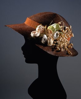 "Pamela" en paille marron brûlé et gros-grain ruban de chapeau