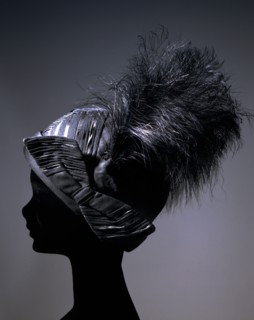 Black silk satin organdie cloche