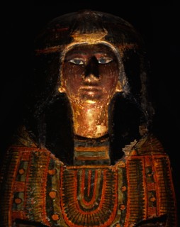 Detail of Mummy's sarcophagus bearing portrait of the deceased