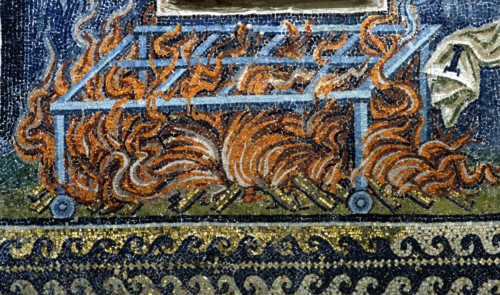 Mausoleum of Galla Placidia in Ravenna : lunette of the martyrdom of St Lawrence (detail)