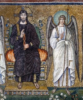 Basilique Sant'Apollinare Nuovo à Ravenne : Le Christ en Majesté entre les archanges (détail)