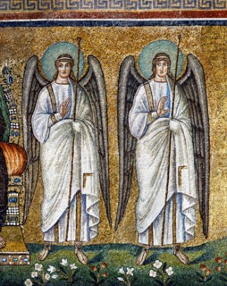 Basilique Sant'Apollinare Nuovo à Ravenne : Le Christ en Majesté entre les archanges (détail)