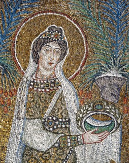 Basilique Sant'Apollinare Nuovo à Ravenne : la procession des Vierges martyres (détail)