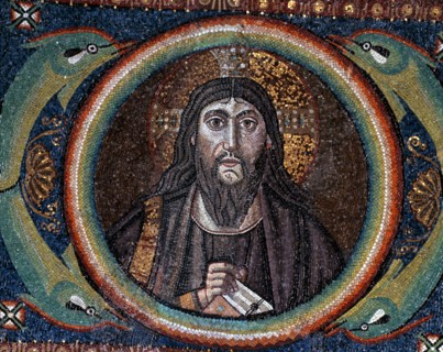 Basilique San Vitale à Ravenne : Visage du Christ dans un tondo